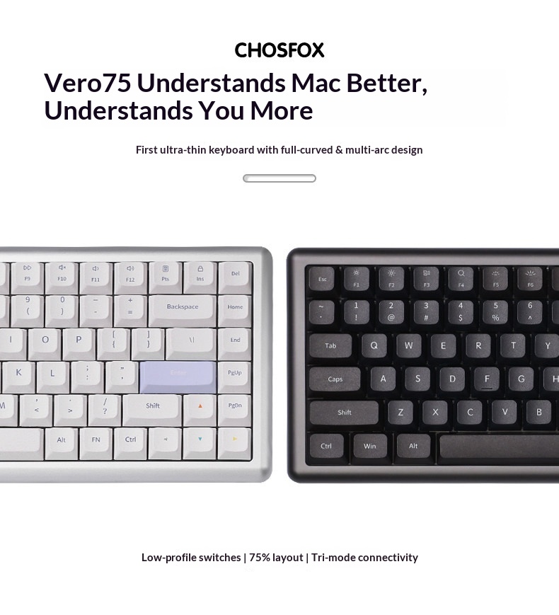 Android Tablet Gaming Accessories - Clavier mécanique Vero75 à profil bas,